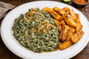 Ndolè, recette, cuisine, arachide. Plat de ndolè prêt à être servir
