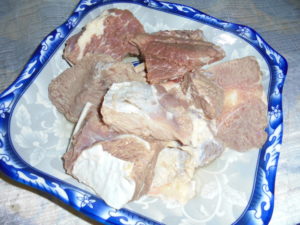 Viande découpé et lavé