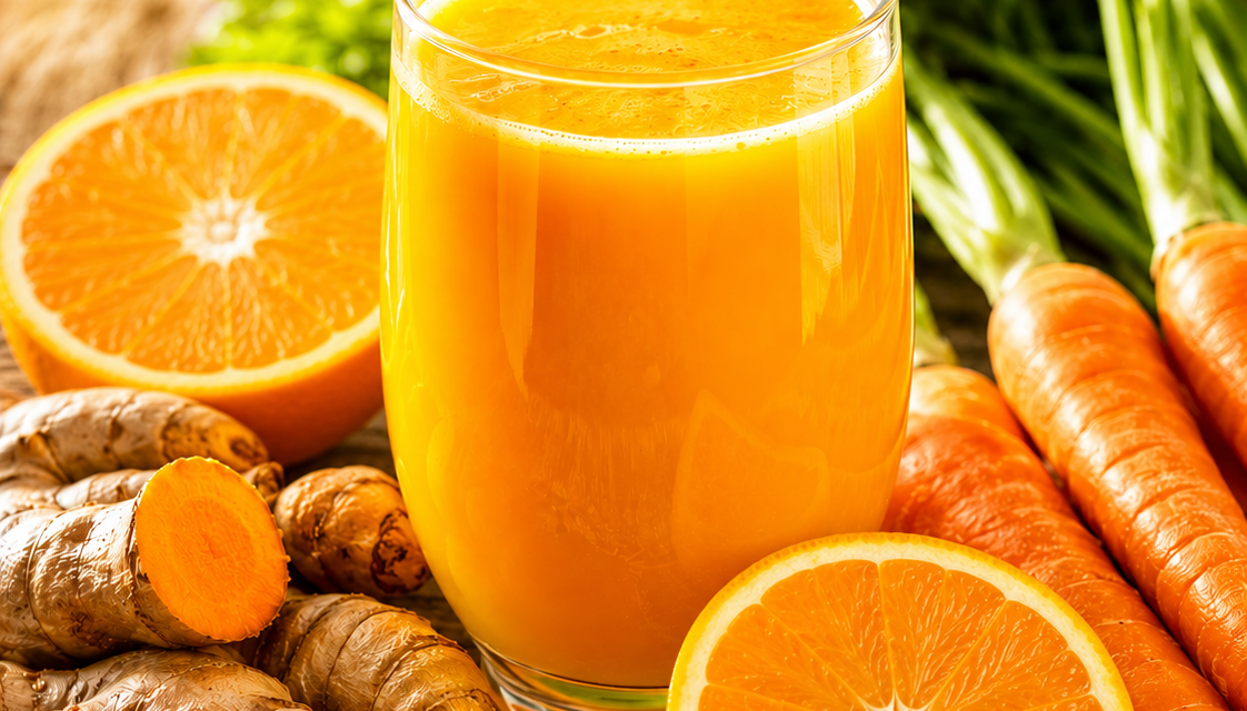 Jus Carotte, Orange & Curcuma: le cocktail énergie et bonne mine
